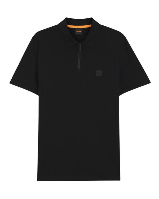 Boss Black Solid Shirt Collar Polo for men