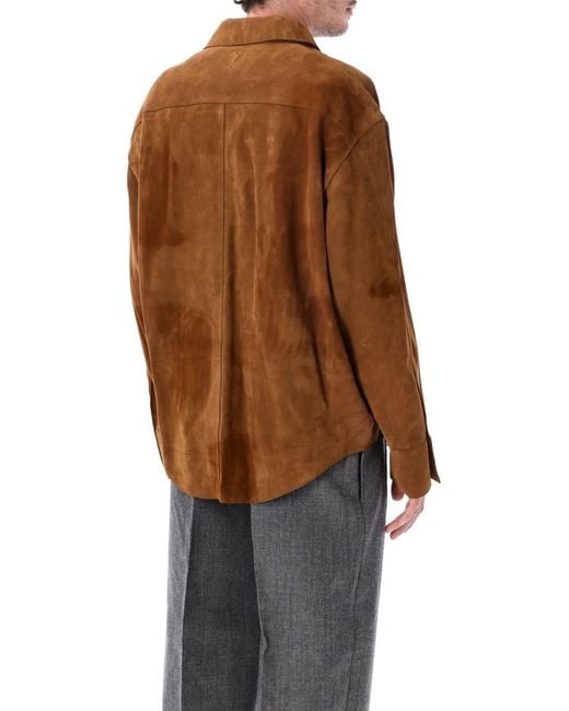 AMI Brown Relaxed Solid Overshirt for men