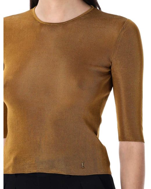 Saint Laurent Black Cassandre Knit Top