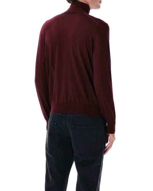 Saint Laurent Red High Neck Pullover for men
