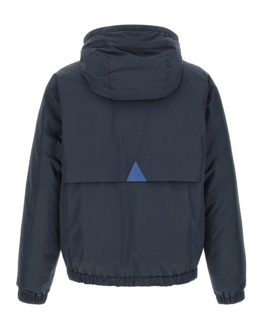 Moncler Blue Solid Hood Jacket for men