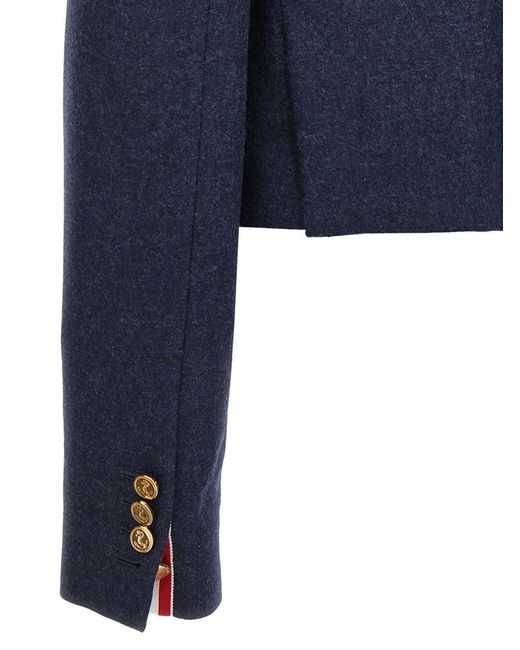 Thom Browne Blue Cropped Flannel Jacket