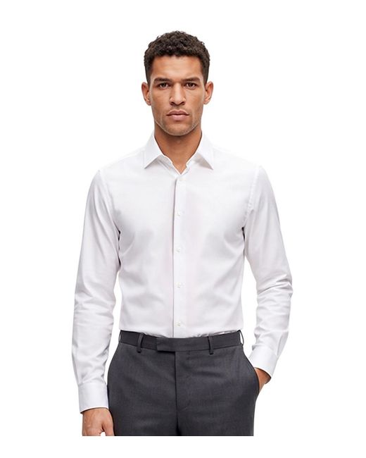Boss White Regular Solid Shirts for men