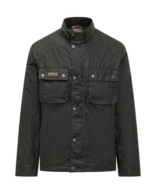 Barbour Black Solid Mandarin Collar Jacket for men