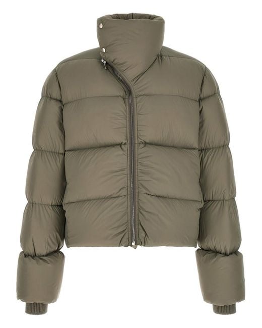 Rick Owens Green Quilted Down Jacket for men