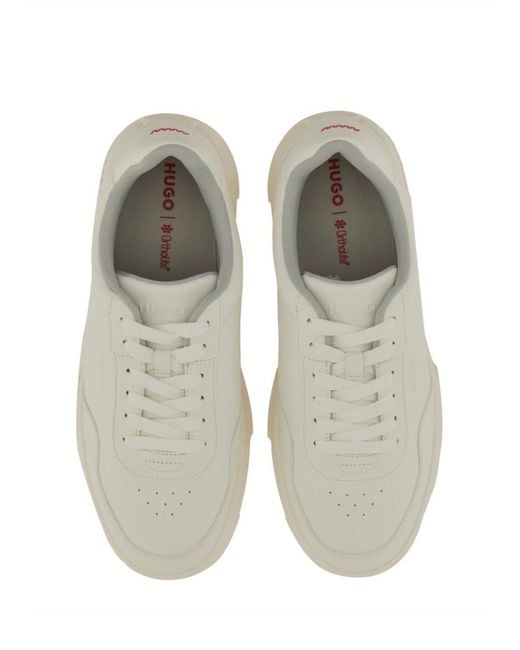 HUGO White Sneaker With Subtle Zigzag Detail for men