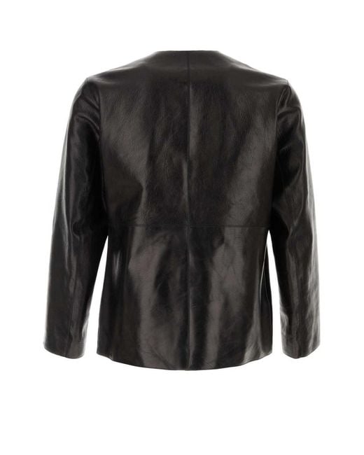 McQueen Black Classic Leather Jacket for men