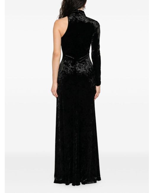 Versace Jeans Couture Black One-Sleeve Velvet Maxi Dress