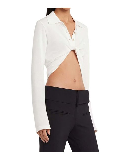 Courreges White Solid Peaked Lapel Top