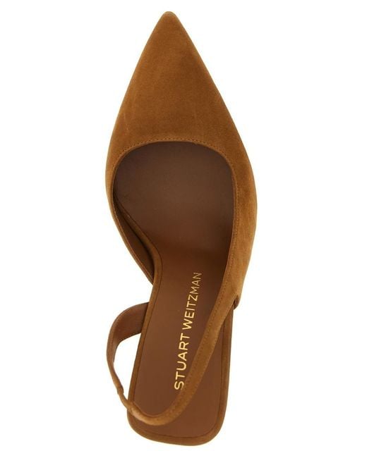 Stuart Weitzman Brown Solid Pointed Toe Pumps