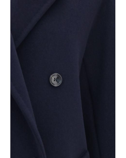 Max Mara Blue Solid Peaked Lapel Jacket