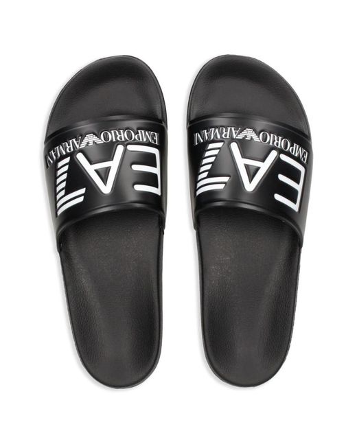 EA7 Black Logo Pool Slides for men