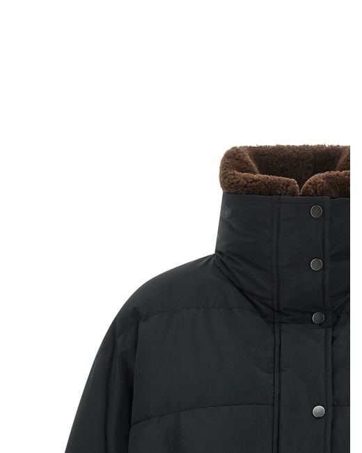 Brunello Cucinelli Black Solid Mock Collar Jacket