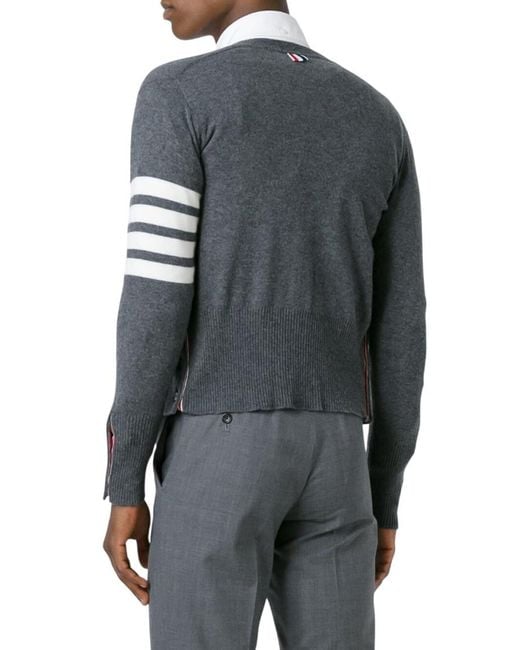 Thom Browne Gray V Neck Cardigans for men