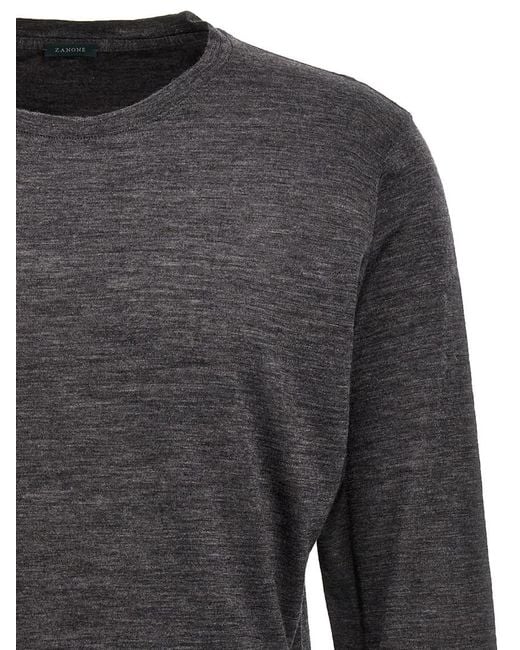 Zanone Gray Virgin Wool Crewneck Sweater for men
