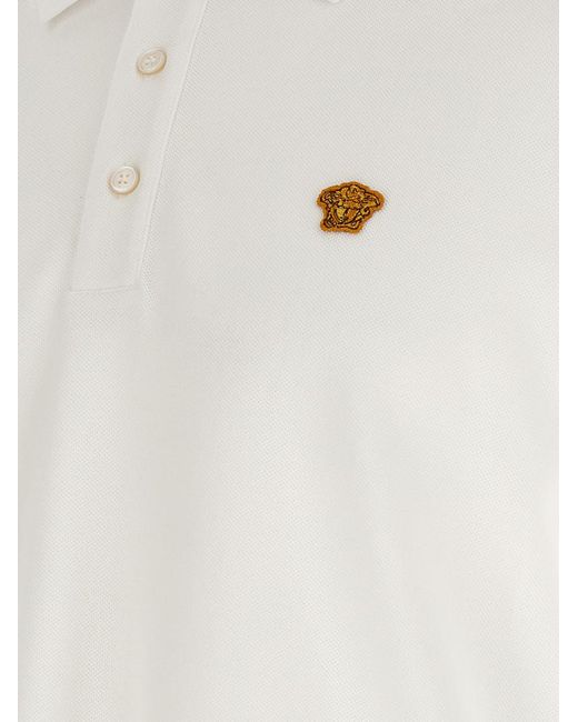 Versace White Solid Shirt Collar Polo for men