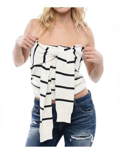 DSquared² White Stripes Strapless Sweater