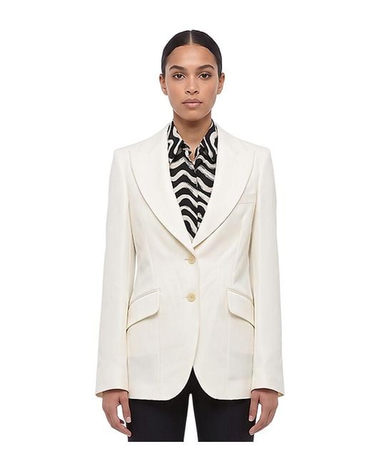 Stella McCartney White Solid Peaked Lapel Blazer