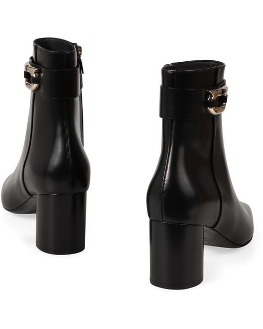 Ferragamo Black Solid Zipper Boots