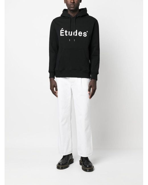 Etudes Studio Black Organic Cotton Logo Print Hoodie for men