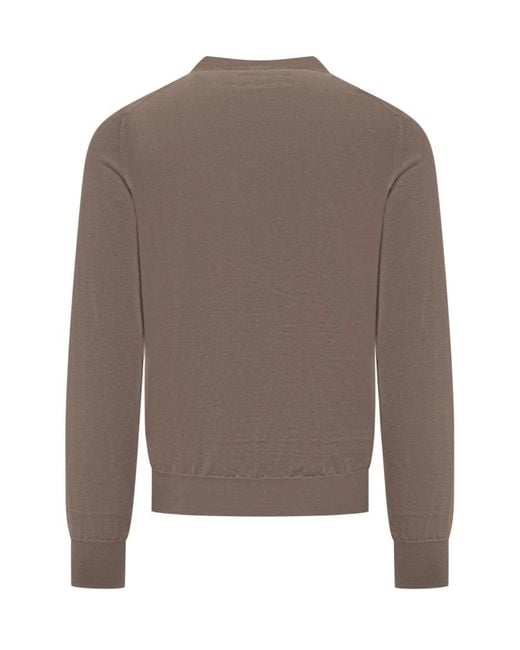 Brunello Cucinelli Brown Solid Regular Sweaters for men