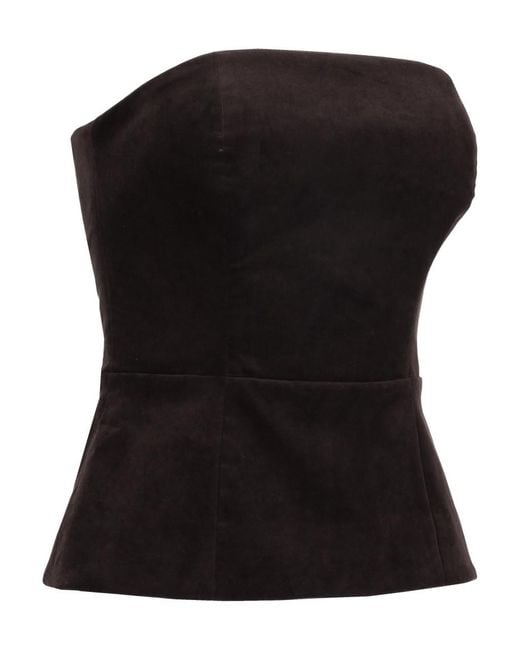 P.A.R.O.S.H. Black Solid Strapless Top