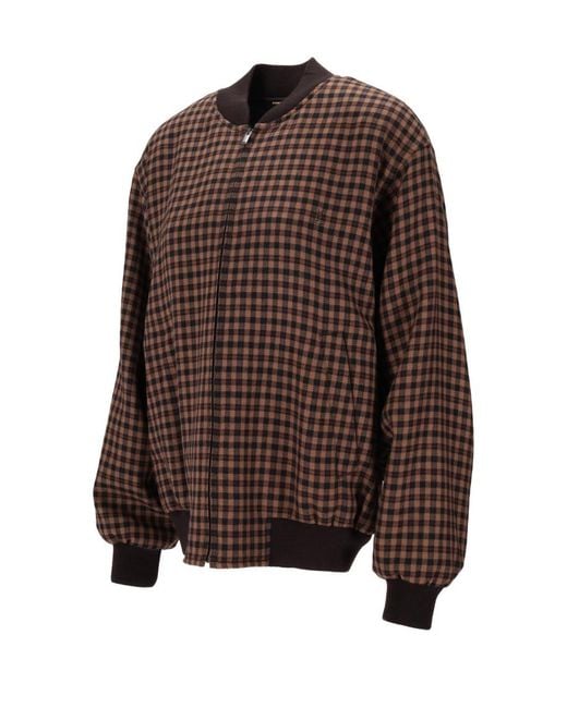 Saint Laurent Brown Check Bomber Jacket
