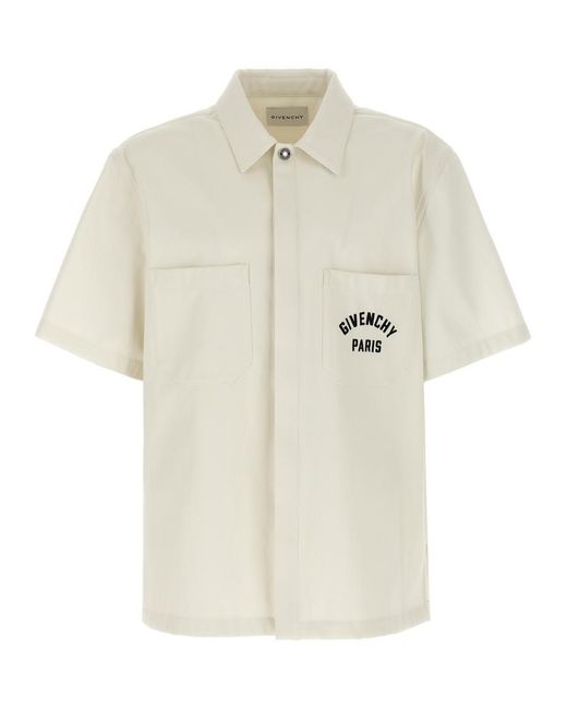 Givenchy White Logo Embroidery Shirt for men