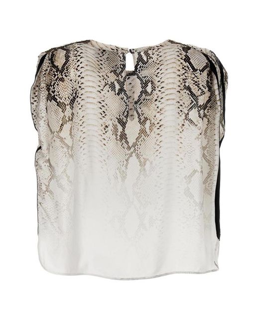 Nude White Snake Print Blouse
