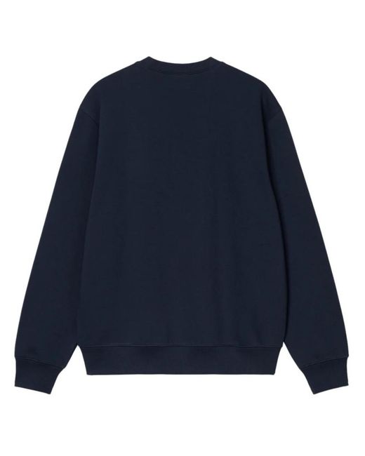 Carhartt Blue Crewneck Embroidered Sweatshirt for men