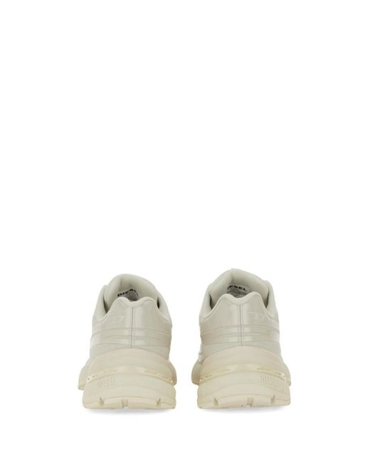 DIESEL White Streamlined Light Sneakers