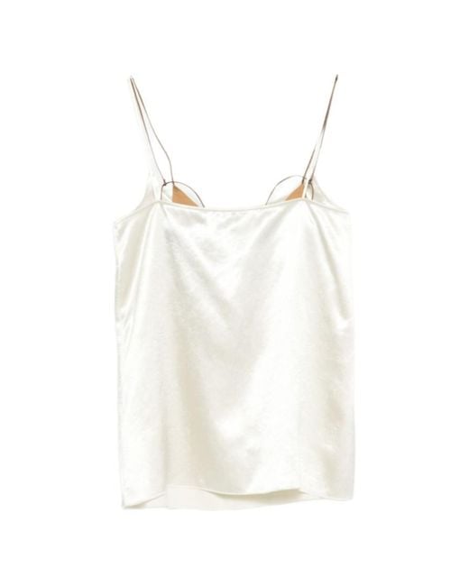 Alysi White Solid Scoop Neck Top