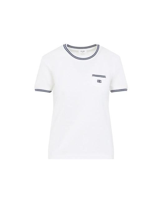 Céline White 70S Pocket Triomphe T-Shirt