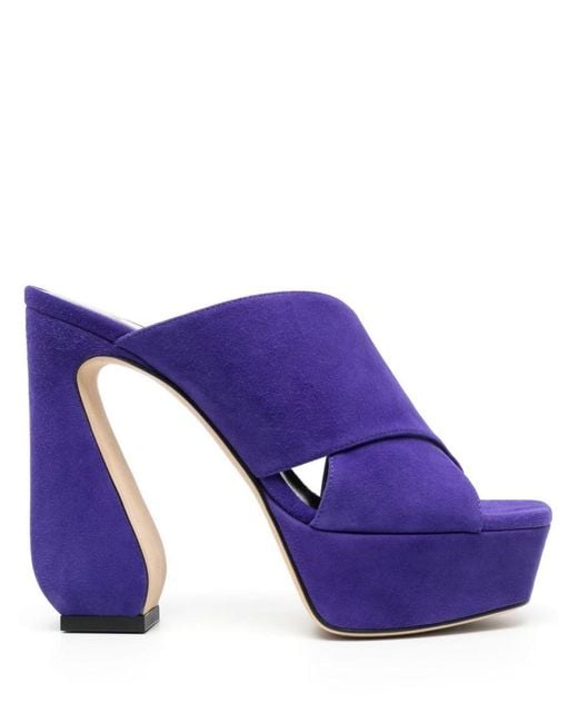 SI ROSSI Blue Platform Crossover Suede Sandals