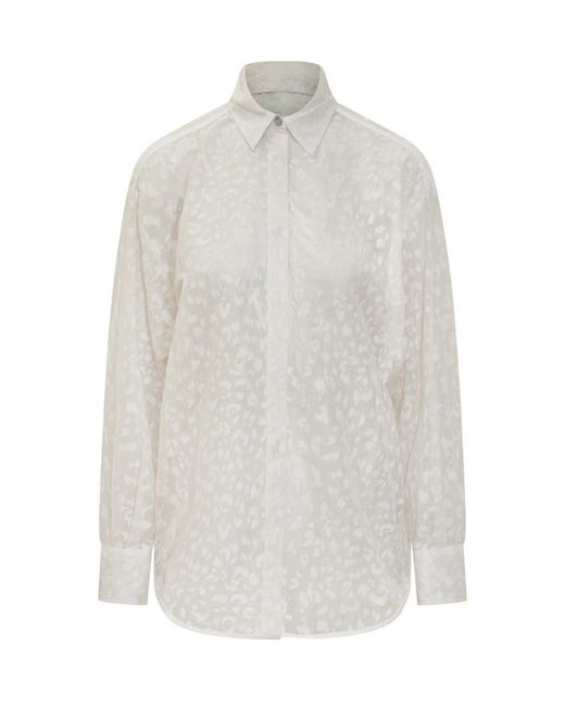 Pinko Women's White Relaxed Textured Shirt