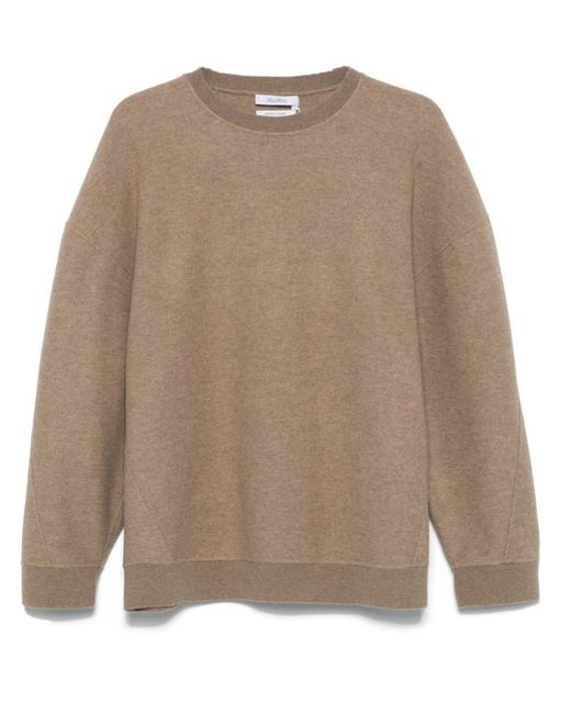 Max Mara Brown Wool Crewneck Sweater