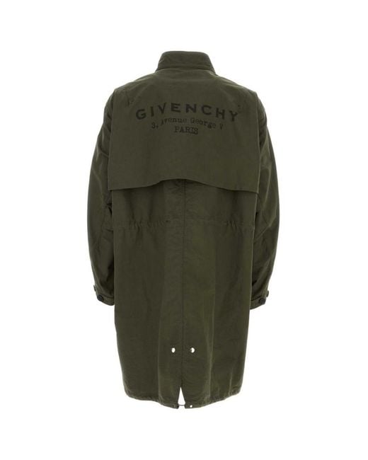 Givenchy Green Stamp Print Zip-Up Parka Jacket for men