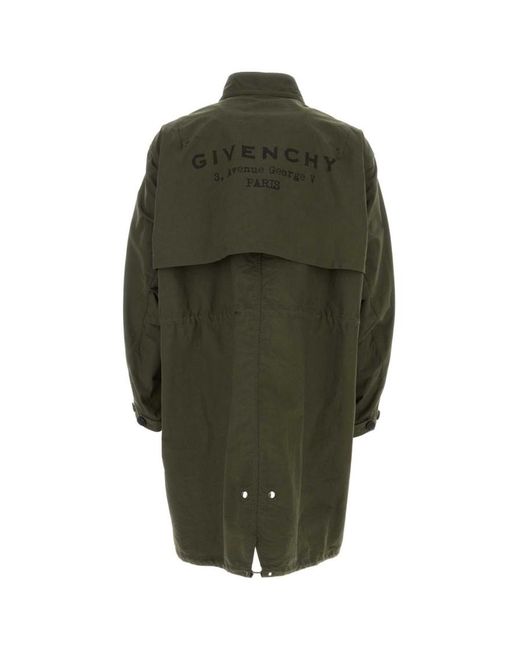 Givenchy Green Stamp Print Zip-Up Parka Jacket for men