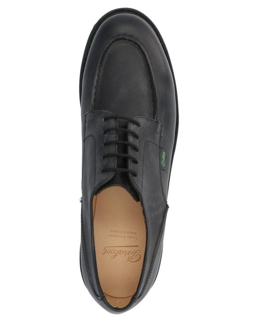 Paraboot Black Leather Lace Up Shoes for men
