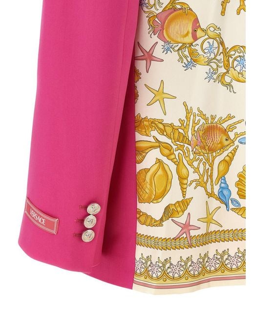 Versace Pink Solid Notched Lapel Blazer