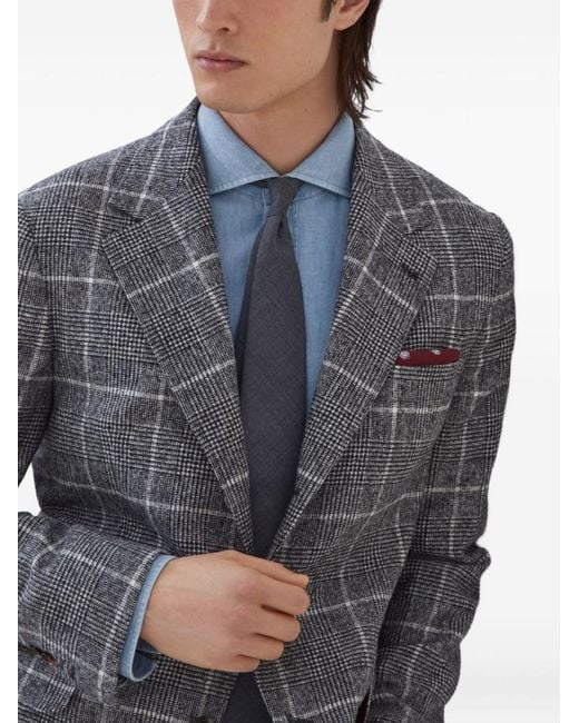 Brunello Cucinelli Blue Wool Deconstructed Jacket for men