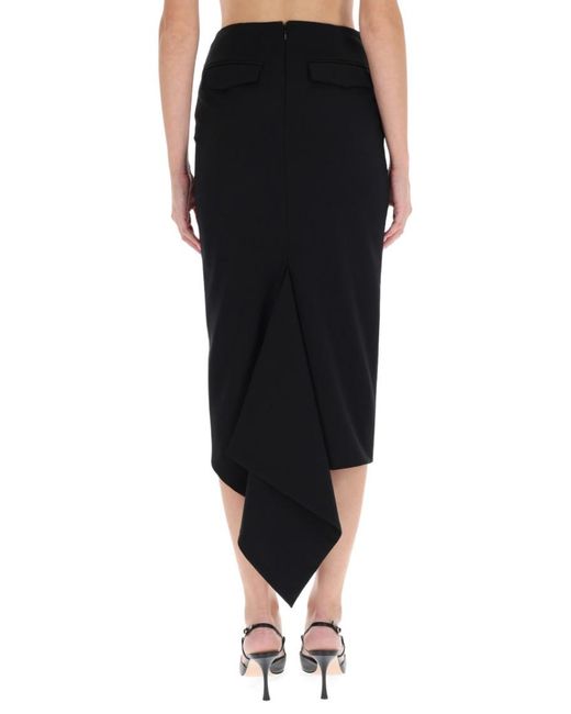 THE LATEST Black Solid Midi Skirt