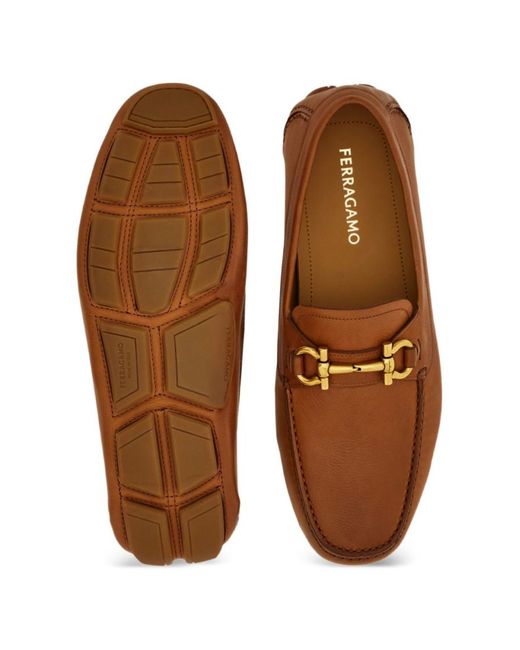 Ferragamo Brown Leather Driver Shoes for men