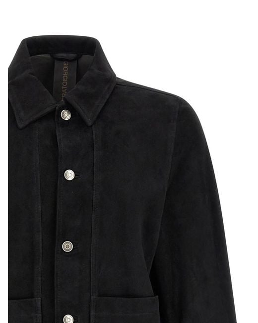 Giorgio Brato Black Solid Shirt Collar Jacket for men