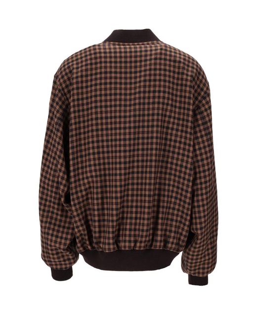 Saint Laurent Brown Check Bomber Jacket