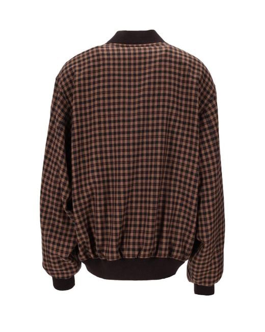 Saint Laurent Brown Check Bomber Jacket