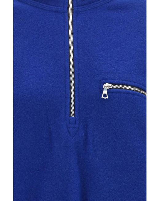 Rier Blue Solid Mock Collar Jacket