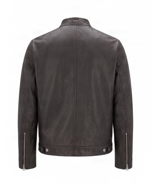 Boss Gray Solid Band Collar Jacket for men