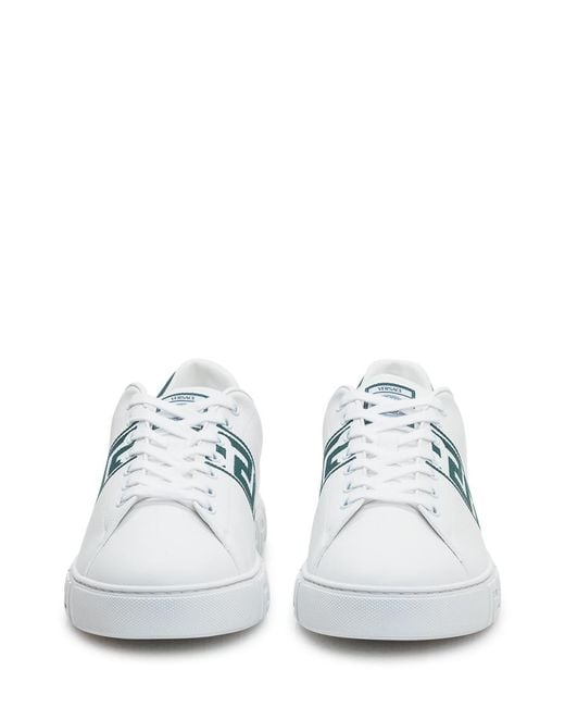 Versace White Logo Greca Sneakers for men