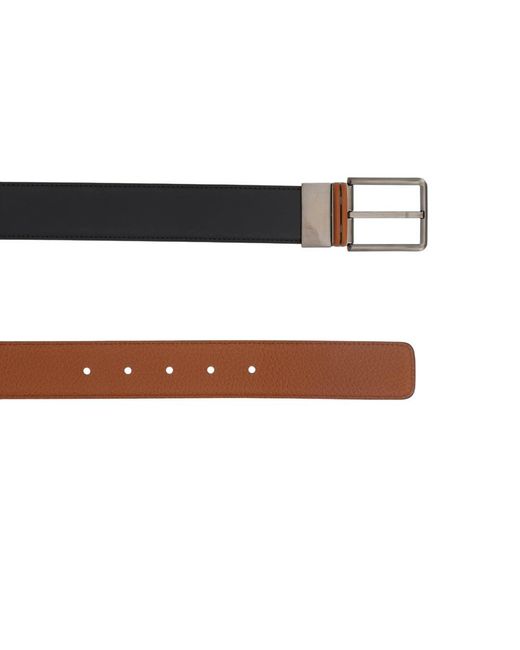Zegna Brown Solid Reversible Belt for men